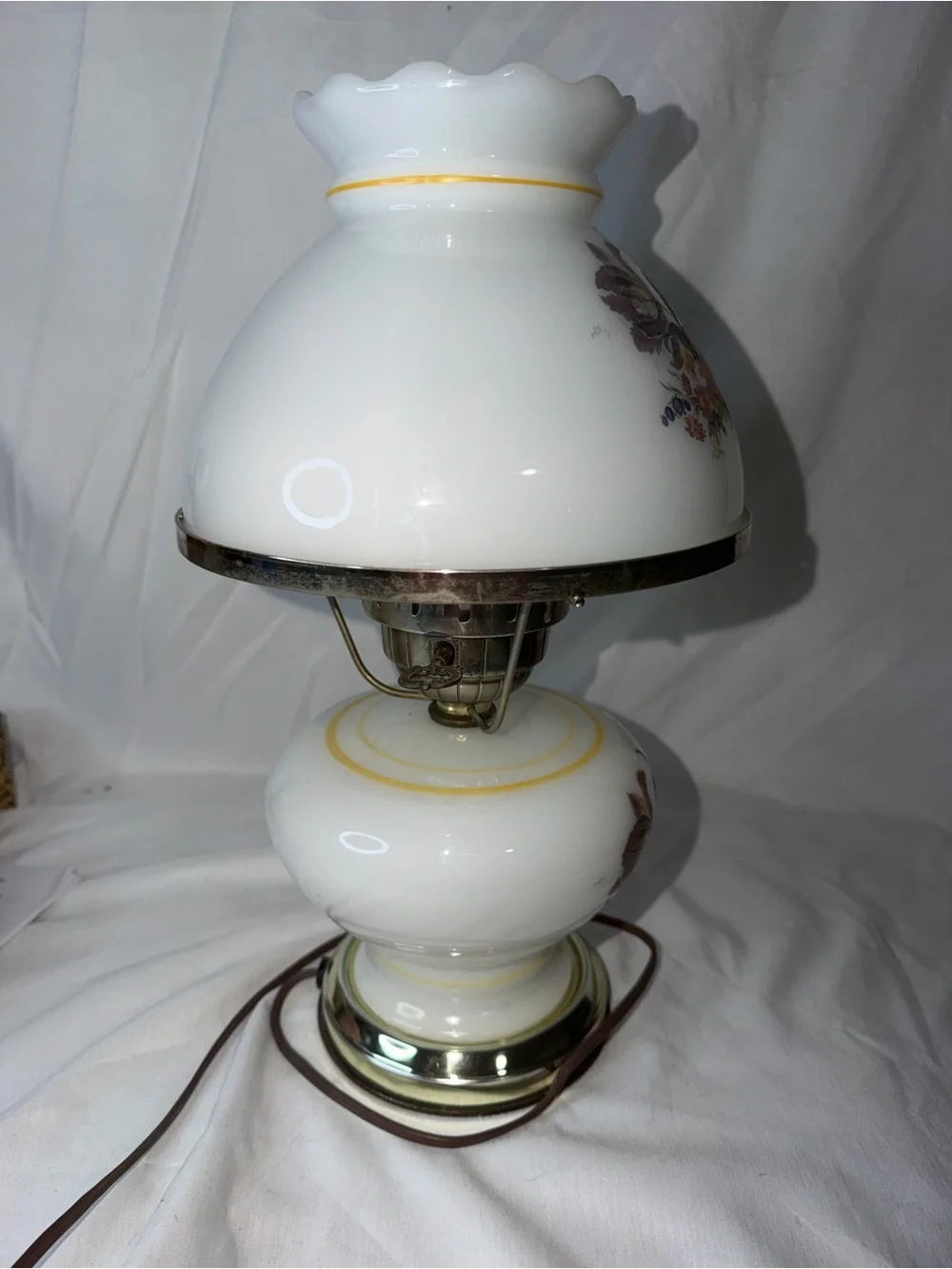 Vintage Floral Milk Glass 